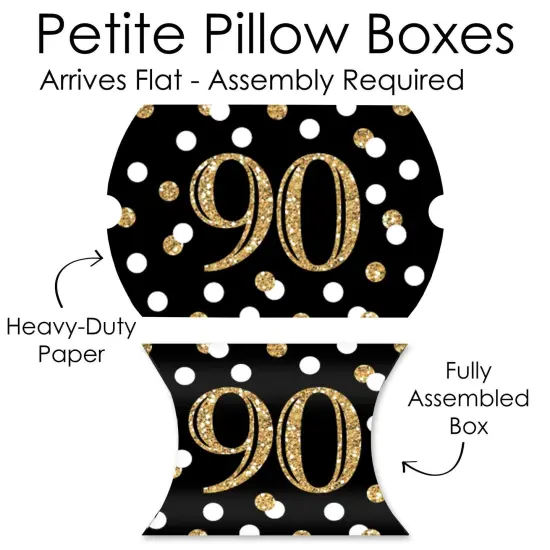 Big Dot of Happiness Adult 90th Birthday - Gold - Favor Gift Boxes - Birthday Party Petite Pillow Boxes - Set of 20 {7}