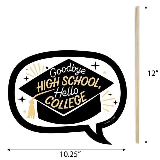 Big Dot of Happiness Funny Hello College Graduation Party Photo Booth Props Kit - 10 Piece {6}