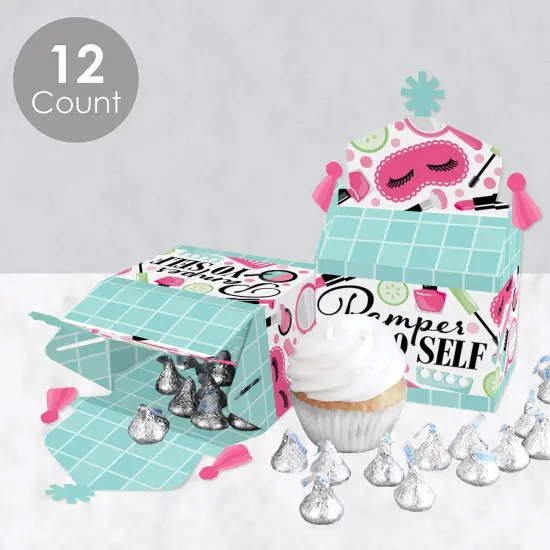 Big Dot of Happiness Spa Day - Treat Box Party Favors - Girls Makeup Party Goodie Gable Boxes - Set of 12 {4}