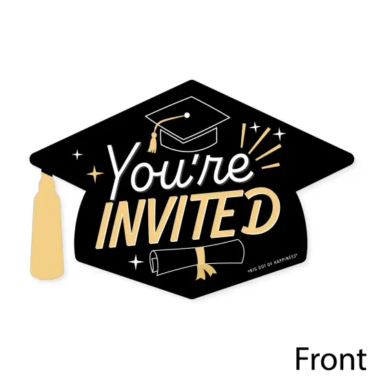 Big Dot of Happiness Hello College Graduation Party Invitations - Shaped Fill-In Invite Cards with Envelopes - Set of 12 {4}