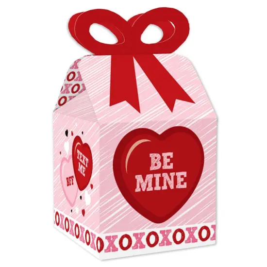 Big Dot of Happiness Conversation Hearts - Square Favor Gift Boxes - Valentine's Day Party Bow Boxes - Set of 12 {1}