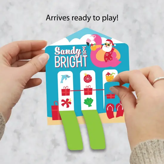 Big Dot of Happiness Tropical Christmas - Beach Santa Holiday Party Game Pickle Cards - Pull Tabs 3-in-a-Row - Set of 12 {3}