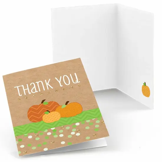 Big Dot of Happiness Pumpkin Patch - Fall, Halloween or Thanksgiving Baby Shower or Birthday Party Thank You Cards (8 count) {1}