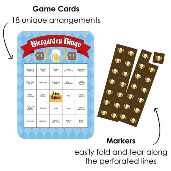 Big Dot of Happiness Oktoberfest - Bar Bingo Cards and Markers - Beer Festival Shaped Bingo Game - Set of 18 {3}