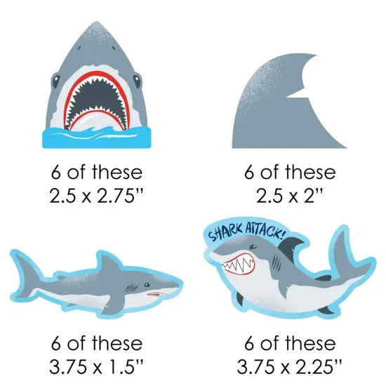 Big Dot of Happiness Shark Zone - Paper Straw Decor - Jawsome Party or Birthday Party Striped Decorative Straws - Set of 24 {3}