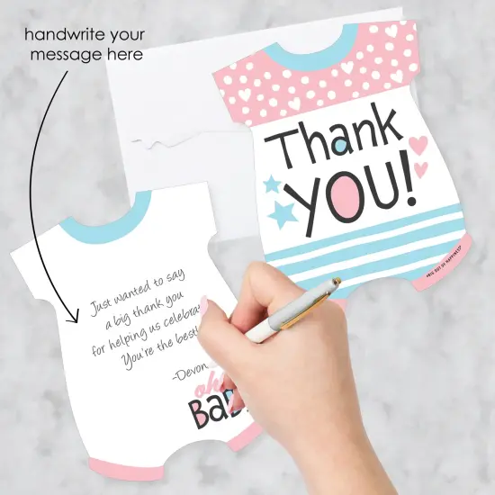 Big Dot of Happiness Baby Gender Reveal - Shaped Thank You Cards - Team Boy or Girl Party Thank You Note Cards with Envelopes - Set of 12 {3}