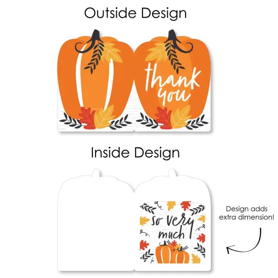 Big Dot of Happiness Fall Pumpkin - Thank You Giant Greeting Card - Big Shaped Jumborific Card - 16.5 x 22 inches {7}