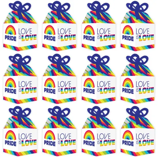 Big Dot of Happiness Love is Love - Pride - Square Favor Gift Boxes - Rainbow Party Bow Boxes - Set of 12 {6}