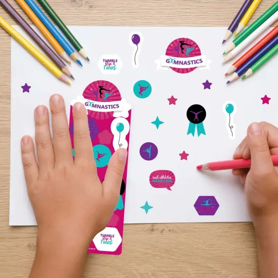 Big Dot of Happiness Tumble, Flip and Twirl - Gymnastics - Gymnast Birthday Party Favor Kids Stickers - 16 Sheets - 256 Stickers {7}