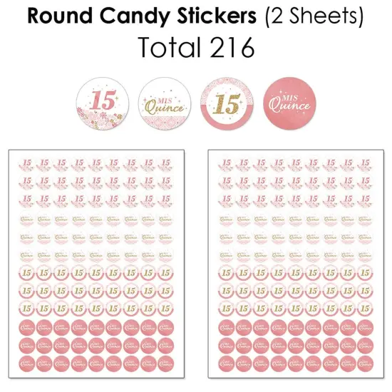 Big Dot of Happiness Mis Quince Anos - Quinceanera Sweet 15 Birthday Party Candy Favor Sticker Kit - 304 Pieces {6}