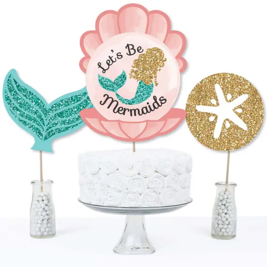 Big Dot of Happiness Let's Be Mermaids - Baby Shower or Birthday Party Centerpiece Sticks - Table Toppers - Set of 15 {4}