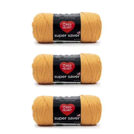 Red Heart Super Saver Gold Yarn - 3 Pack of 198g/7oz - Acrylic - 4 Medium (Worsted) - 364 Yards - Knitting/Crochet {1}