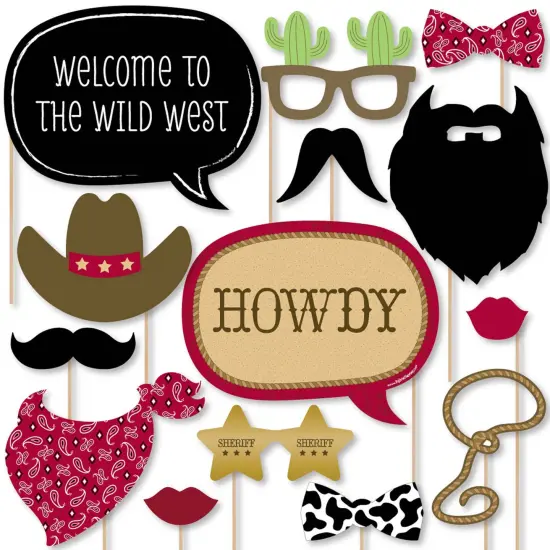 Big Dot of Happiness Little Cowboy - Western Photo Booth Props Kit - 20 Count {1}