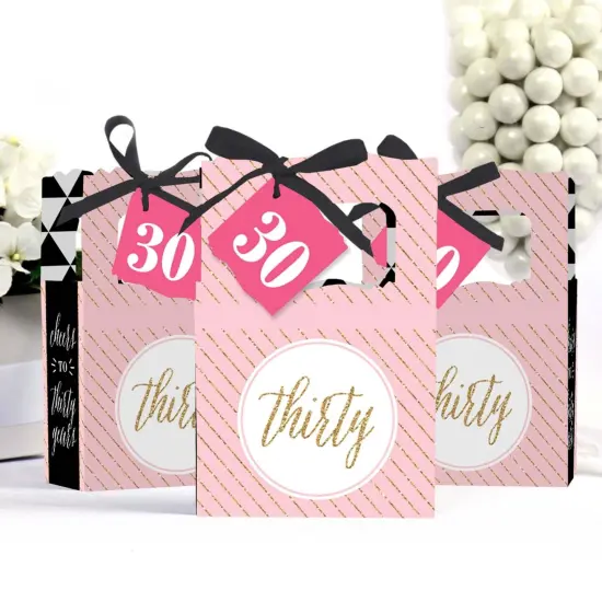 Big Dot of Happiness Chic 30th Birthday - Pink, Black and Gold - Birthday Party Favor Boxes - Set of 12 {4}