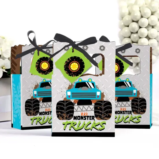 Big Dot of Happiness Smash and Crash - Monster Truck - Boy Birthday Party Favor Boxes - Set of 12 {4}