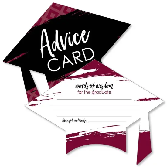 Big Dot of Happiness Maroon Grad - Best is Yet to Come - Burgundy Grad Cap Wish Card Grad Activities - Shaped Advice Cards Games - Set of 20 {1}