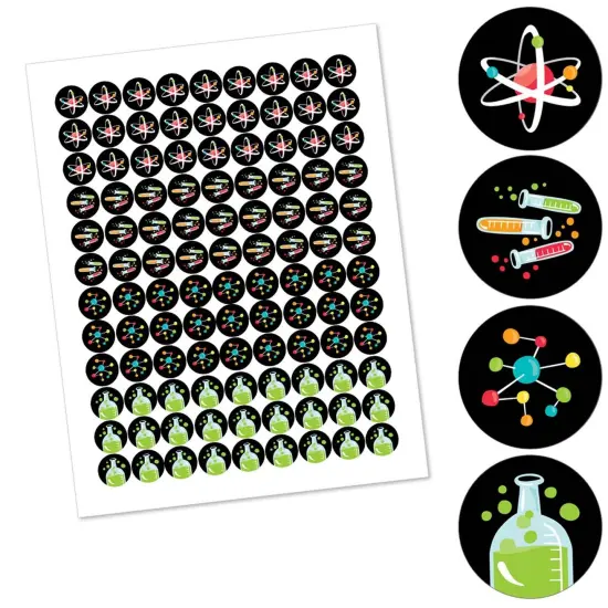 Big Dot of Happiness Scientist Lab - Baby Shower Birthday Party Round Candy Sticker Favors - Labels Fits Chocolate Candy (1 sheet of 108) {3}
