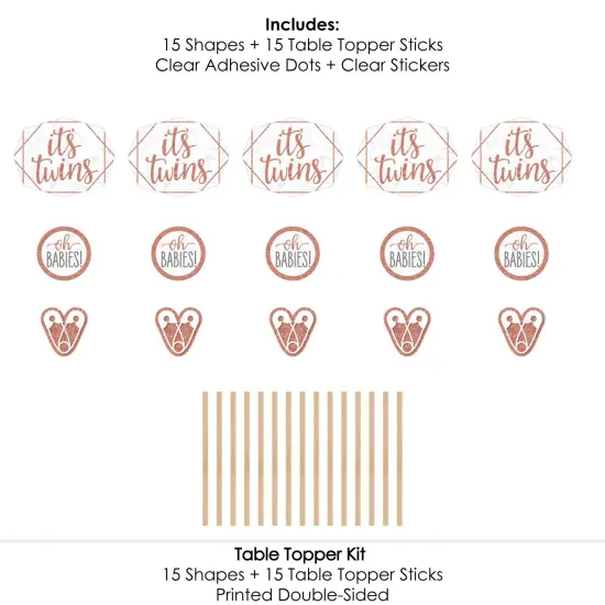 Big Dot of Happiness It's Twin Girls - Pink and Rose Gold Twins Baby Shower Centerpiece Sticks - Table Toppers - Set of 15 {7}