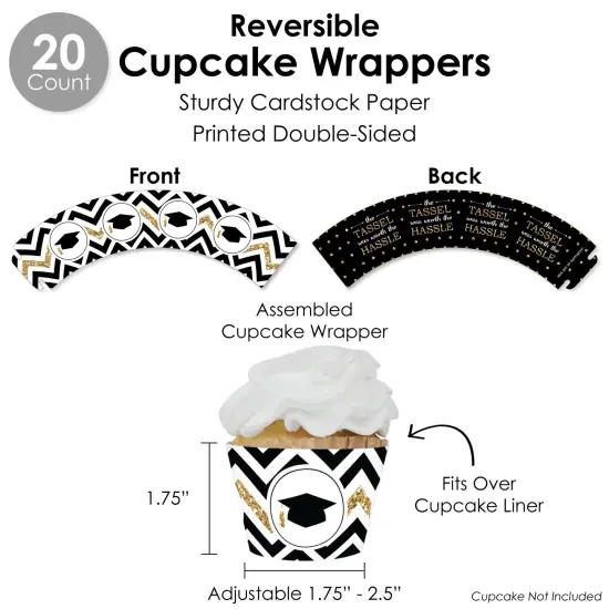 Big Dot of Happiness Tassel Worth The Hassle - Gold - Graduation Party Favors and Cupcake Kit - Fabulous Favor Party Pack - 100 Pieces {6}