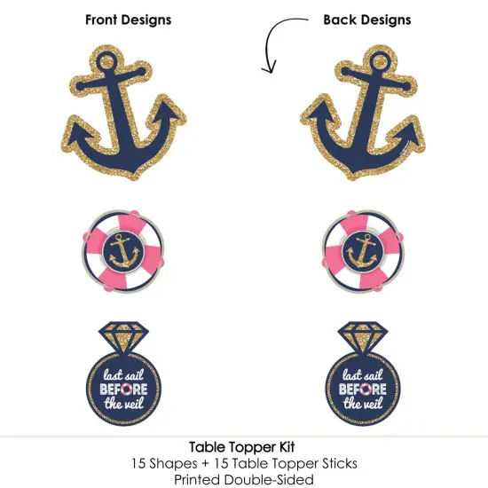 Big Dot of Happiness Last Sail Before the Veil - Nautical Bachelorette and Bridal Shower Centerpiece Sticks - Table Toppers - Set of 15 {6}