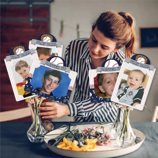 Big Dot of Happiness Batter Up - Baseball - Baby Shower or Birthday Party Picture Centerpiece Sticks - Photo Table Toppers - 15 Pieces {3}