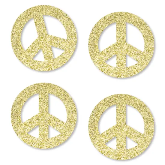 Big Dot of Happiness Gold Glitter Peace Sign - No-Mess Real Gold Glitter Cut-Outs - 60's Hippie Groovy Party Confetti - Set of 24 {1}