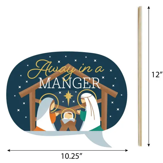 Big Dot of Happiness Holy Nativity - Manger Scene Religious Christmas Photo Booth Props Kit - 20 Count {7}