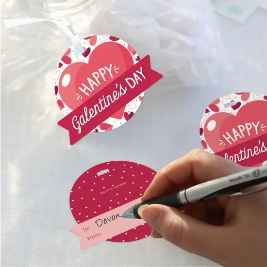 Big Dot of Happiness Happy Galentine's Day - Valentine's Day Party Clear Goodie Favor Bags - Treat Bags With Tags - Set of 12 {3}