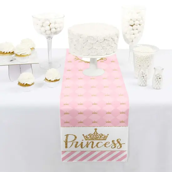 Big Dot of Happiness Little Princess Crown - Petite Pink and Gold Princess Baby Shower or Birthday Party Paper Table Runner - 12 x 60 inches {3}