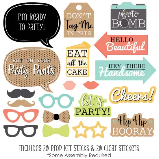 Big Dot of Happiness Put On Your Party Pants - Photo Booth Props Kit - 20 Count {3}
