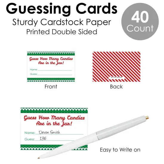 Big Dot of Happiness Ugly Sweater - How Many Candies Holiday and Christmas Party Game - 1 Stand and 40 Cards - Candy Guessing Game {7}