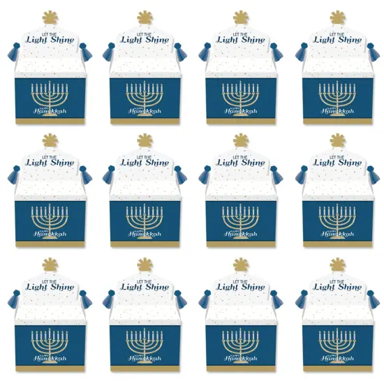 Big Dot of Happiness Happy Hanukkah - Treat Box Party Favors - Chanukah Holiday Party Goodie Gable Boxes - Set of 12 {6}