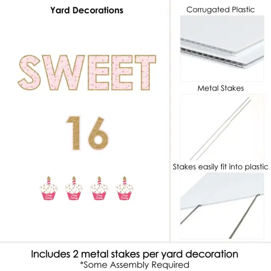 Big Dot of Happiness Sweet 16 - Yard Sign Outdoor Lawn Decorations - Happy Birthday Yard Signs {6}