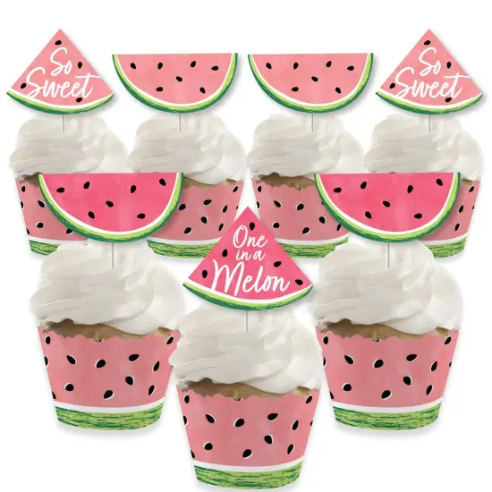 Big Dot of Happiness Sweet Watermelon - Cupcake Decoration - Fruit Party Cupcake Wrappers and Treat Picks Kit - Set of 24 {1}
