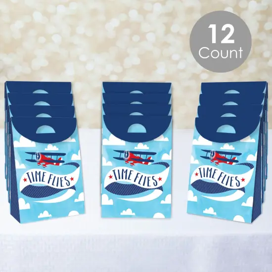 Big Dot of Happiness Taking Flight - Airplane - Vintage Plane Baby Shower or Birthday Gift Favor Bags - Party Goodie Boxes - Set of 12 {3}