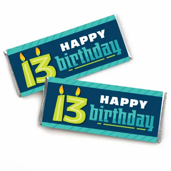 Big Dot of Happiness Boy 13th Birthday - Candy Bar Wrapper Official Teenager Birthday Party Favors - Set of 24 {1}