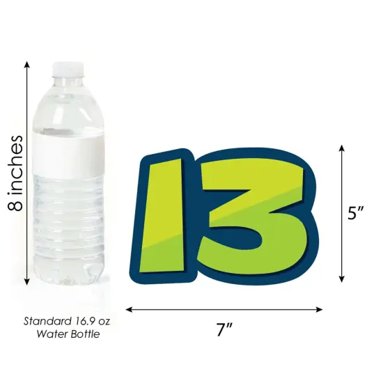 Big Dot of Happiness Boy 13th Birthday - Thirteen Shaped Decorations DIY Official Teenager Birthday Party Essentials - Set of 20 {6}