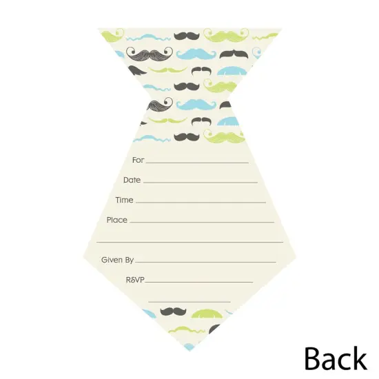 Big Dot of Happiness Dashing Little Man Mustache Party - Shaped Fill-in Invitations - Party Invitation Cards with Envelopes - Set of 12 {4}