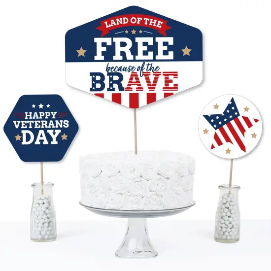 Big Dot of Happiness Happy Veterans Day - Patriotic Centerpiece Sticks - Table Toppers - Set of 15 {4}