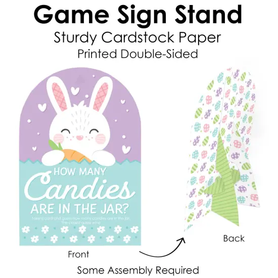 Big Dot of Happiness Spring Easter Bunny - How Many Candies Happy Easter Party Game - 1 Stand and 40 Cards - Candy Guessing Game {6}