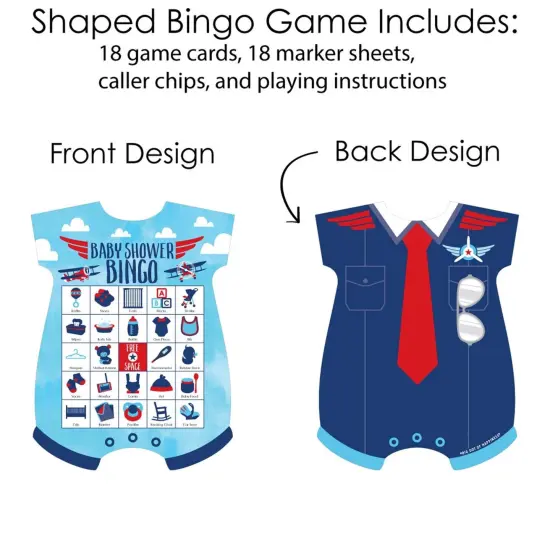 Big Dot of Happiness Taking Flight - Airplane - Picture Bingo Cards and Markers - Vintage Plane Baby Shower Shaped Bingo Game - Set of 18 {4}