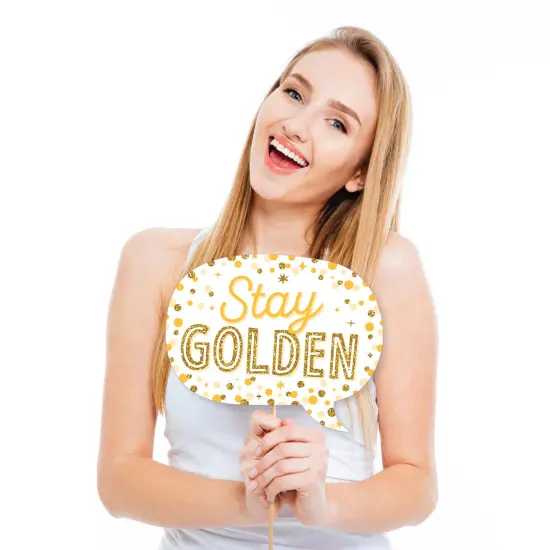 Big Dot of Happiness Funny Golden Birthday - Happy Birthday Party Photo Booth Props Kit - 10 Piece {3}