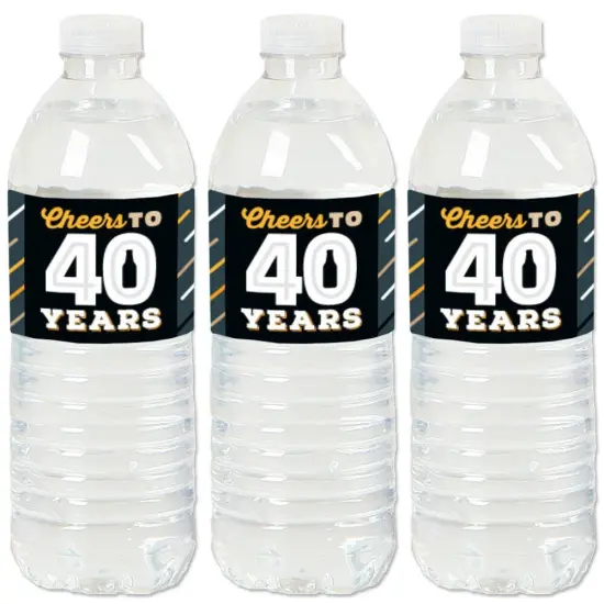 Big Dot of Happiness Cheers and Beers to 40 Years - 40th Birthday Party Water Bottle Sticker Labels - Set of 20 {1}