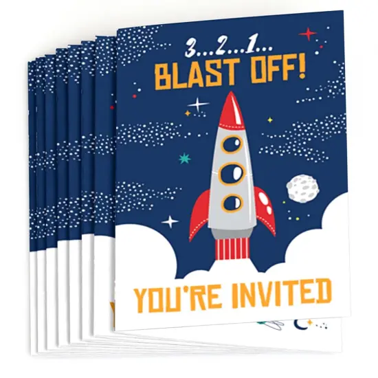 Big Dot of Happiness Blast Off to Outer Space - Fill In Rocket Ship Baby Shower or Birthday Party Invitations (8 count) {3}