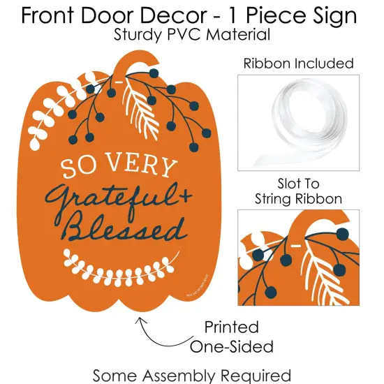 Big Dot of Happiness Happy Thanksgiving - Hanging Porch Fall Harvest Party Outdoor Decorations - Front Door Decor - 1 Piece Sign {6}