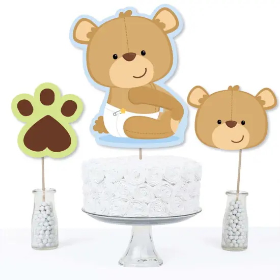 Big Dot of Happiness Baby Boy Teddy Bear - Baby Shower Centerpiece Sticks - Table Toppers - Set of 15 {4}
