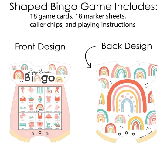 Big Dot of Happiness Hello Rainbow - Picture Bingo Cards and Markers - Boho Baby Shower Shaped Bingo Game - Set of 18 {4}