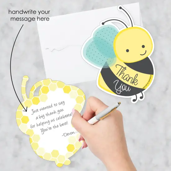 Big Dot of Happiness Honey Bee - Shaped Thank You Cards - Baby Shower or Birthday Party Thank You Note Cards with Envelopes - Set of 12 {3}