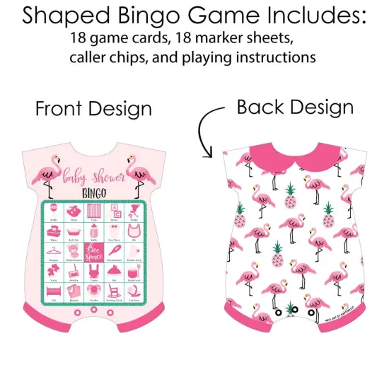 Big Dot of Happiness Pink Flamingo - Party Like a Pineapple - Picture Bingo Cards & Markers - Tropical Summer Baby Shower Shaped Bingo Game -Set of 18 {4}