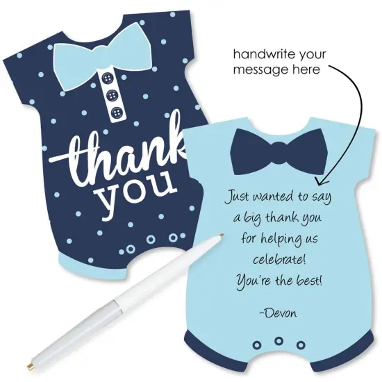 Big Dot of Happiness Hello Little One - Blue and Navy - Shaped Thank You Cards - Boy Baby Shower Thank You Note Cards with Envelopes - Set of 12 {3}